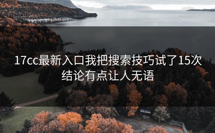 17cc最新入口我把搜索技巧试了15次结论有点让人无语