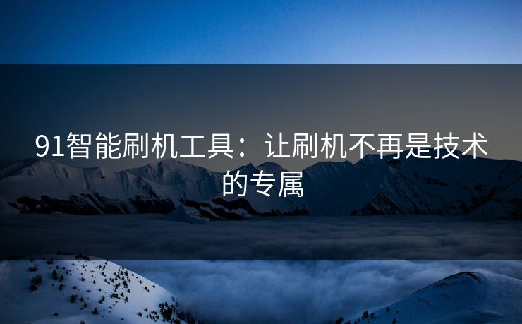 91智能刷机工具：让刷机不再是技术的专属