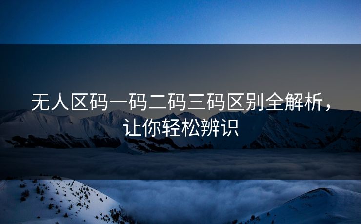 无人区码一码二码三码区别全解析，让你轻松辨识