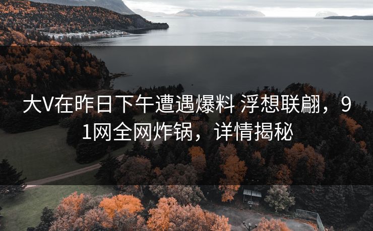 大V在昨日下午遭遇爆料 浮想联翩，91网全网炸锅，详情揭秘