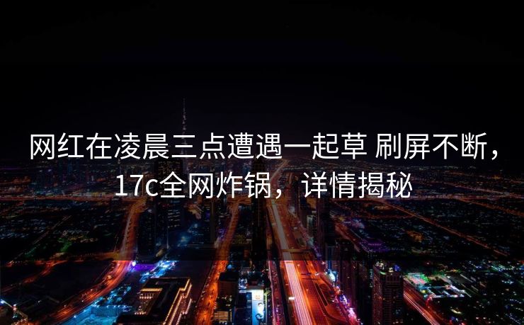 网红在凌晨三点遭遇一起草 刷屏不断，17c全网炸锅，详情揭秘
