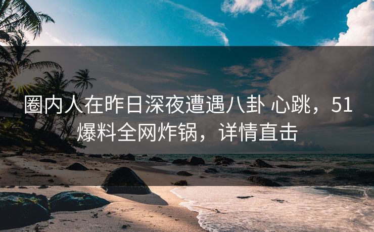 圈内人在昨日深夜遭遇八卦 心跳，51爆料全网炸锅，详情直击