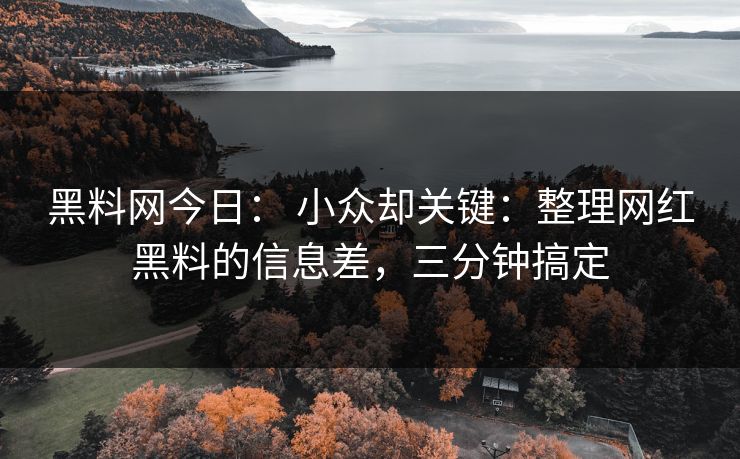 黑料网今日： 小众却关键：整理网红黑料的信息差，三分钟搞定